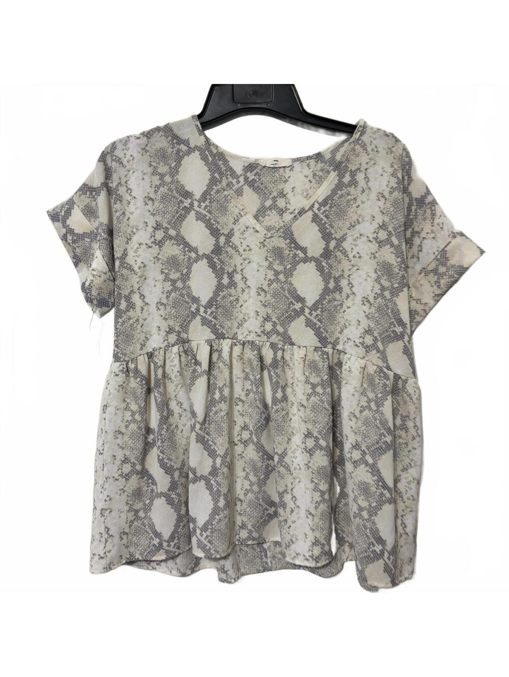 Entro Indie Sleaze Boho Chic Snake Print Peplum Babydoll Oversized Top Small